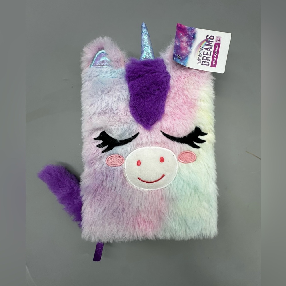 Rainbow Dreams Fuzzy Kids Journal unicorn design